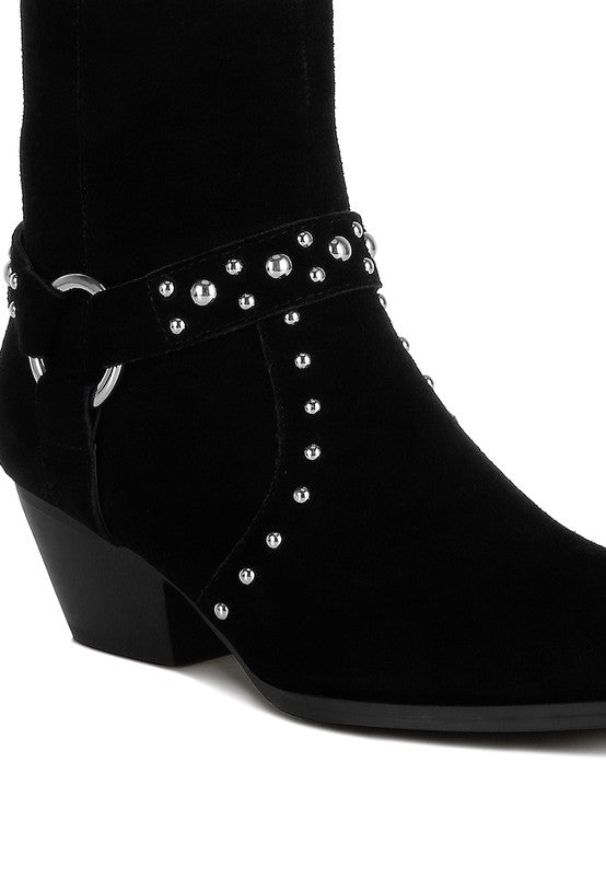 Women's Studded Real Suede Leather Ankle Boots | Zarnesh