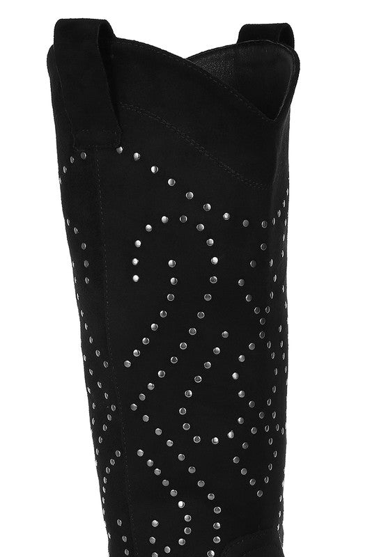 Women's Studs Embellished Cowboy Boots | Zarnesh