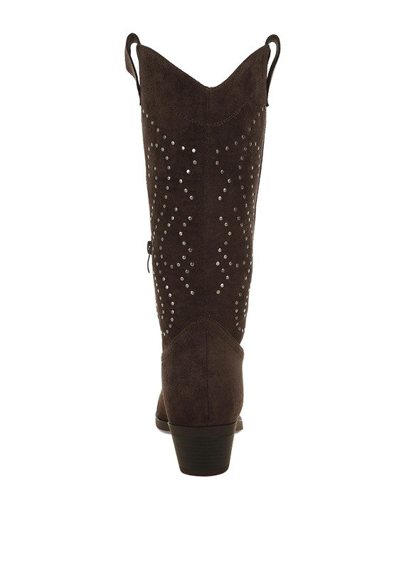 Women's Studs Embellished Cowboy Boots | Zarnesh