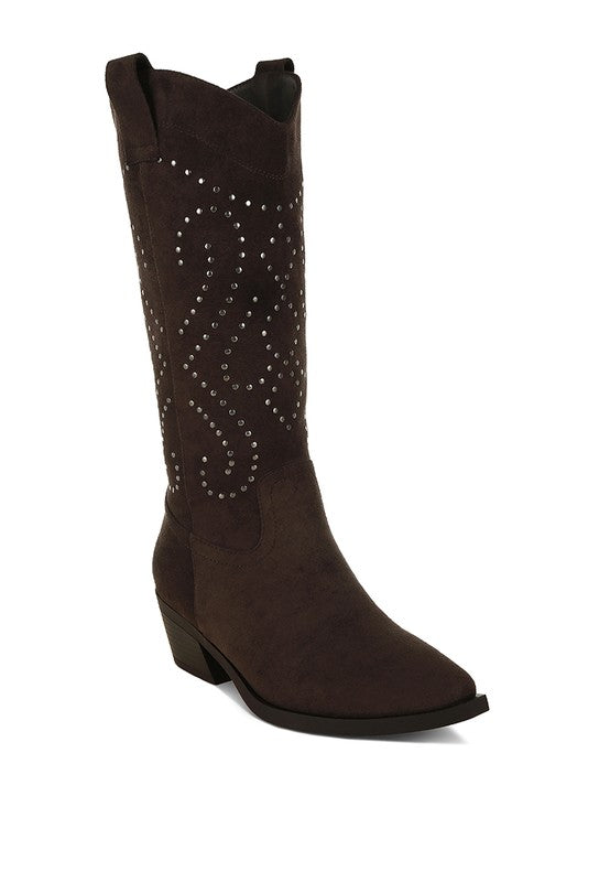 Women's Studs Embellished Cowboy Boots | Zarnesh