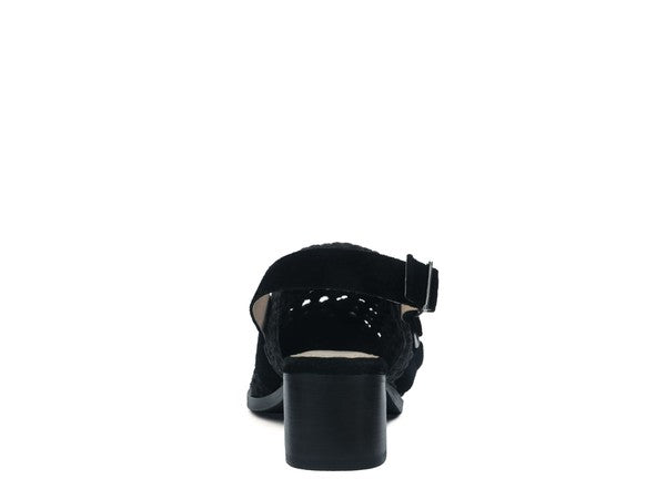 Women's Stylish Black Slingback Block Stake Heels | Zarnesh