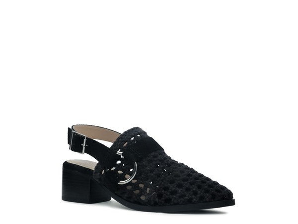 Women's Stylish Black Slingback Block Stake Heels | Zarnesh