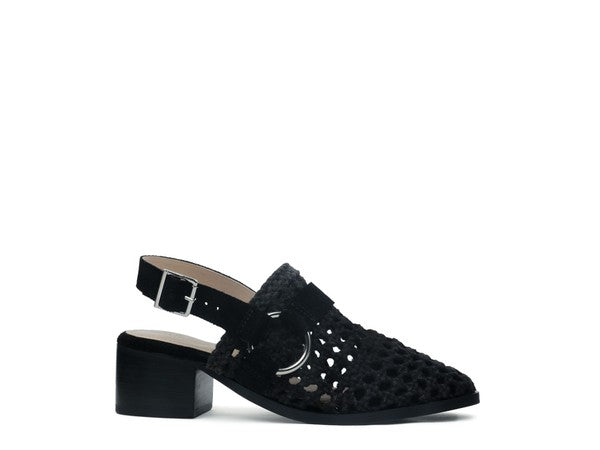 Women's Stylish Black Slingback Block Stake Heels | Zarnesh
