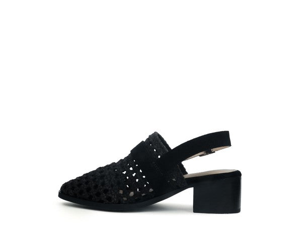 Women's Stylish Black Slingback Block Stake Heels | Zarnesh