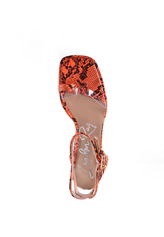 Women's Such Flirt Snake Pattern Block Heeled Sandals | Zarnesh
