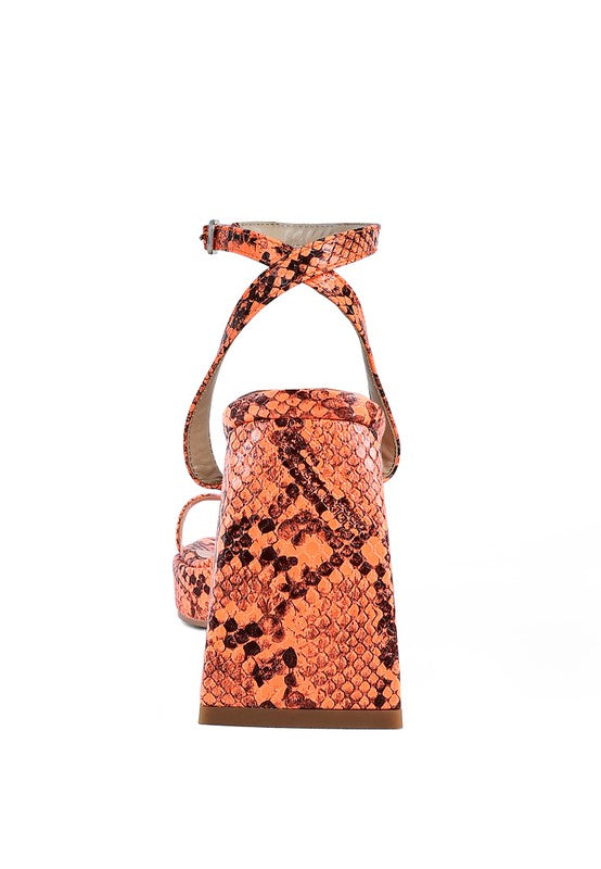 Women's Such Flirt Snake Pattern Block Heeled Sandals | Zarnesh