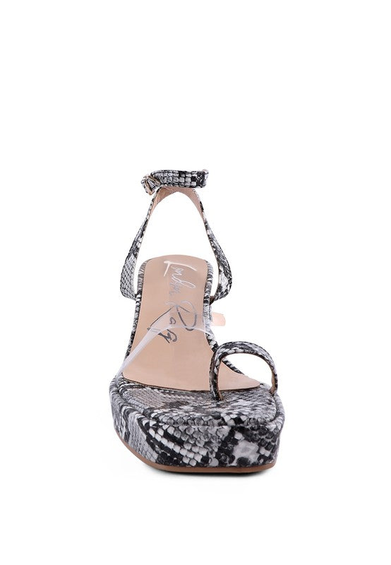 WOMEN'S SUCH FLIRT SNAKE PATTERN BLOCK HEELED SANDALS | ZARNESH