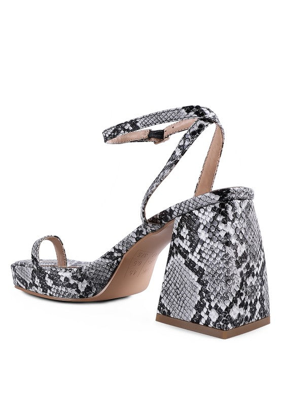 Women's Such Flirt Snake Pattern Block Heeled Sandals | Zarnesh