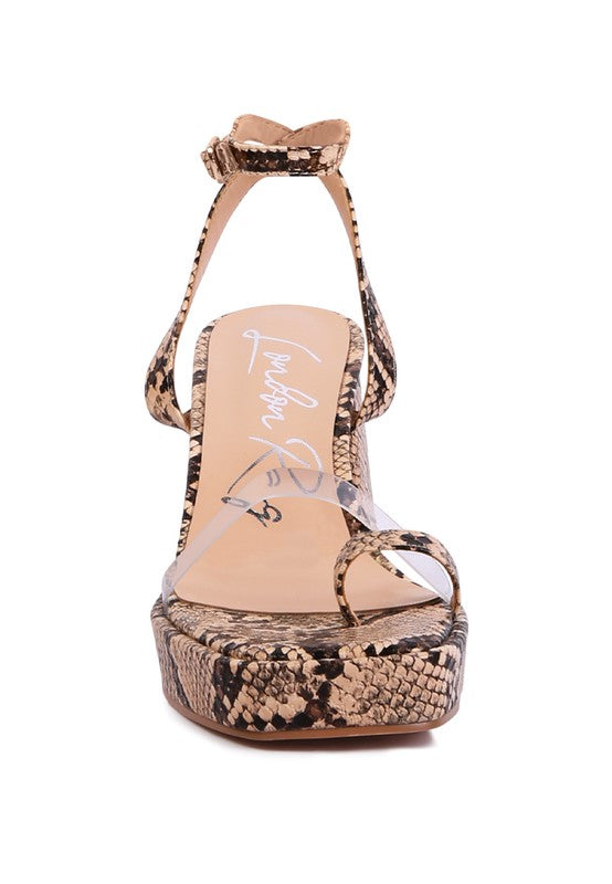 WOMEN'S SUCH FLIRT SNAKE PATTERN BLOCK HEELED SANDALS | ZARNESH