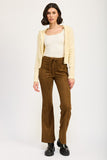 Women’s Suede Back Patch Pockets Lace-Up Front Flared Pants | Zarnesh