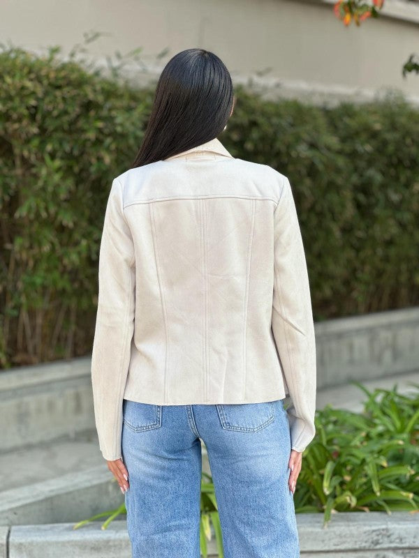 Women’s Suede Biker Zip-Up with Pockets Jacket | Zarnesh