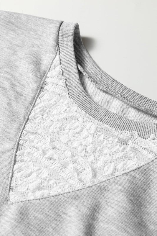 Women’s Sweatshirt Patchwork Lace Drawstring Skort Set | Zarnesh