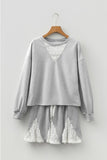 Women’s Sweatshirt Patchwork Lace Drawstring Skort Set | Zarnesh