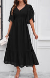 Women’s Swiss Dot Smocked Ruffle Midi Dress | Zarnesh