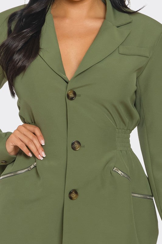 Women’s Tailored Button Front Blazer Dress Jacket | Zarnesh