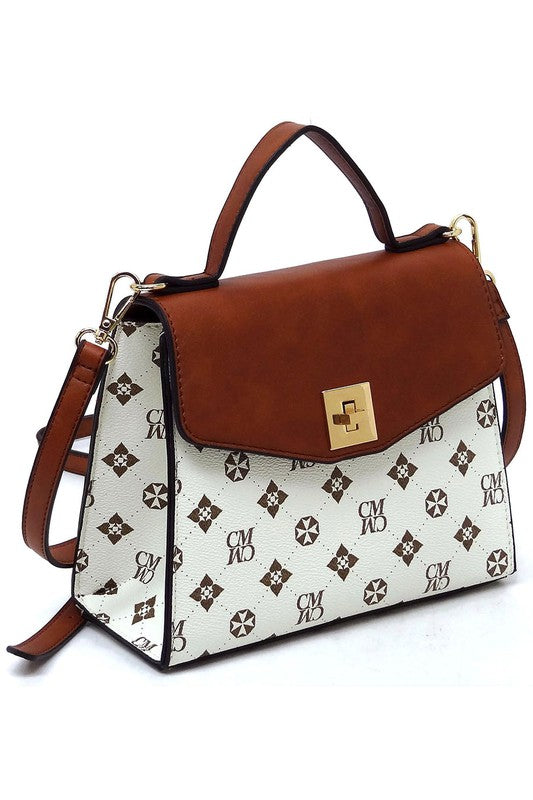Women’s CM Monogram Printed Satchel Flap Satchel Handbag | Zarnesh