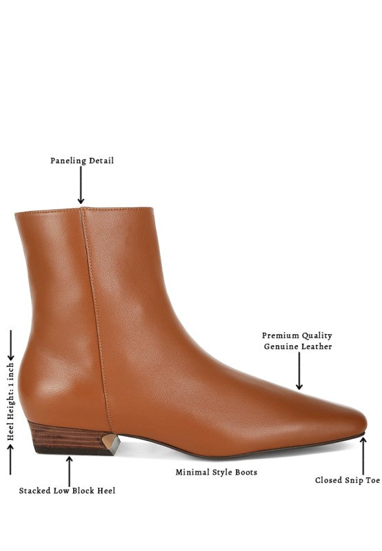 Women's Flared Heel Genuine Leather Snip Toe Boots | Zarnesh
