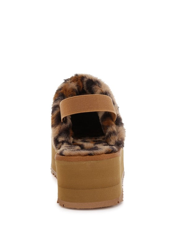 Women’s Kutchu Leopard Faux Fur Platform Classic Slingback | Zarnesh