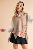 Women’s Posey Loose Side Tie Ribbed Knit Vest Poncho | Zarnesh