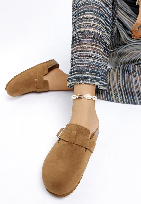 Women’s Ratiha Suede Buckle Slip-On Clog Mules | Zarnesh