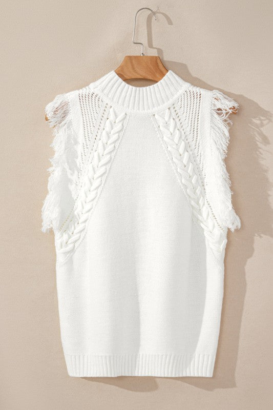 Women’s Tasseled Mock Neck Vest Sweater | Zarnesh