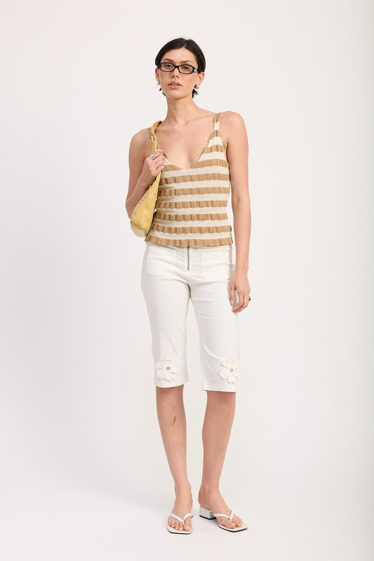 Women’s Striped Knit Ribbed Tank Cami Top | Zarnesh
