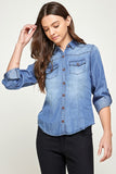 Women's Tencel Top Denim Blouse  | Zarnesh