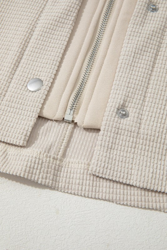 Women’s Textured Knit Hooded Corduroy Jacket | Zarnesh