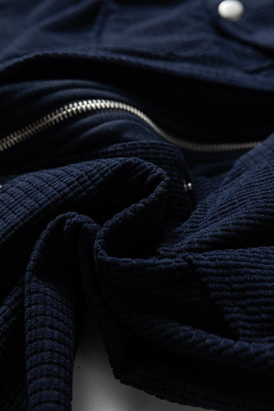 Women’s Textured Knit Hooded Corduroy Jacket | Zarnesh