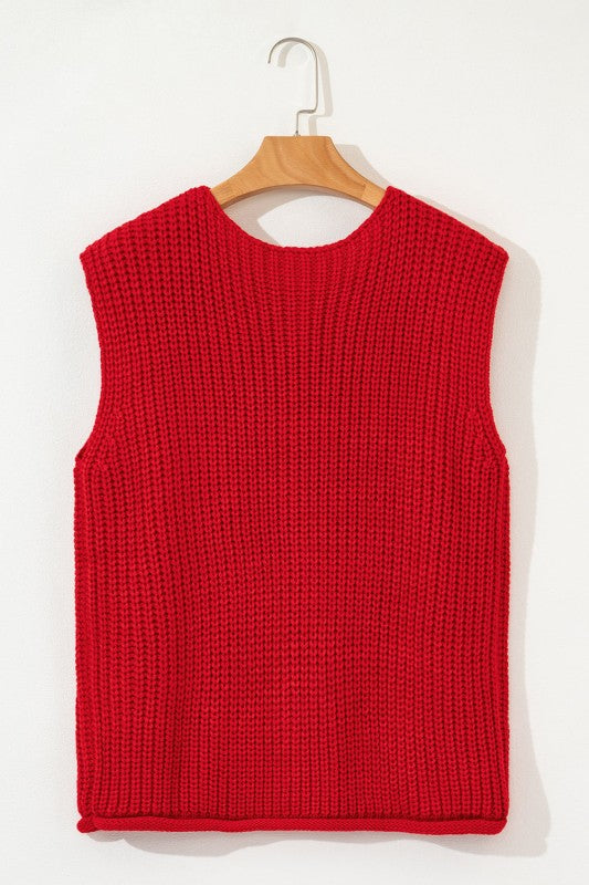 Women's Textured Solid Buttoned Side Pocket Vest Sweater | Zarnesh