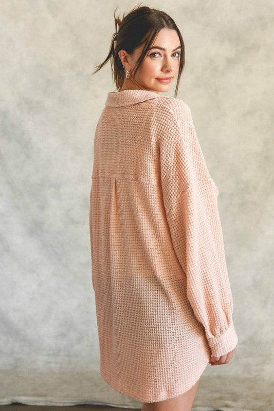 Women’s Thermal Knit Button Down Shacket Top | Zarnesh