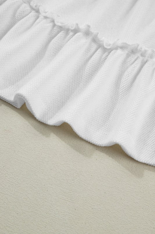 Women’s Sleeveless Tiered Frill Trim A-Line Tank Top | Zarnesh