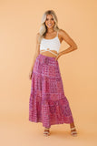 Women’s Tiered Paisley Ruffle A-Line Pocketed Maxi Skirt | Zarnesh