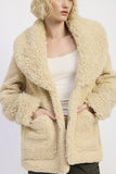 Women's Trimmed Shawl Collar Fleece Jacket With Pockets | Zarnesh