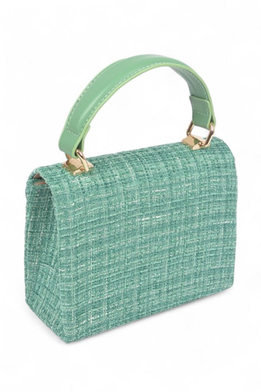 Women's Tweed Fabric Top Handle Crossbody Swing Bag | Zarnesh