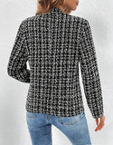 Women’s Tweed Plaid Button-Up Open Front Blazer Jacket | Zarnesh