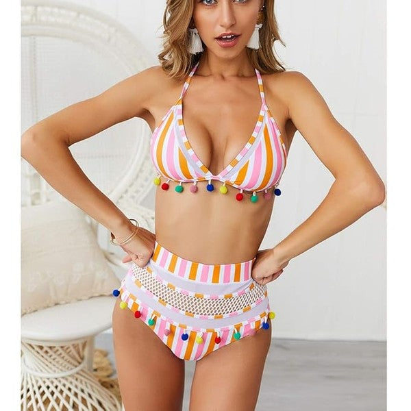 Women’s Two Pieces Color Ball Hight Waisted Bikini | Zarnesh