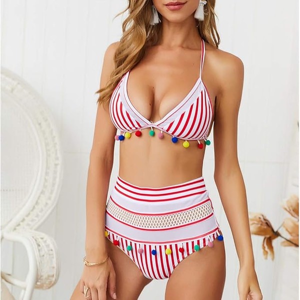 Women’s Two Pieces Color Ball Hight Waisted Bikini | Zarnesh