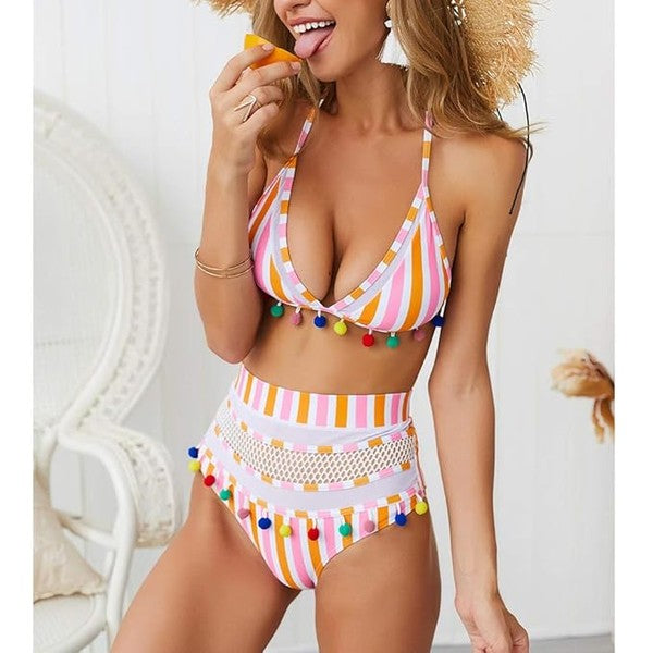 Women’s Two Pieces Color Ball Hight Waisted Bikini | Zarnesh