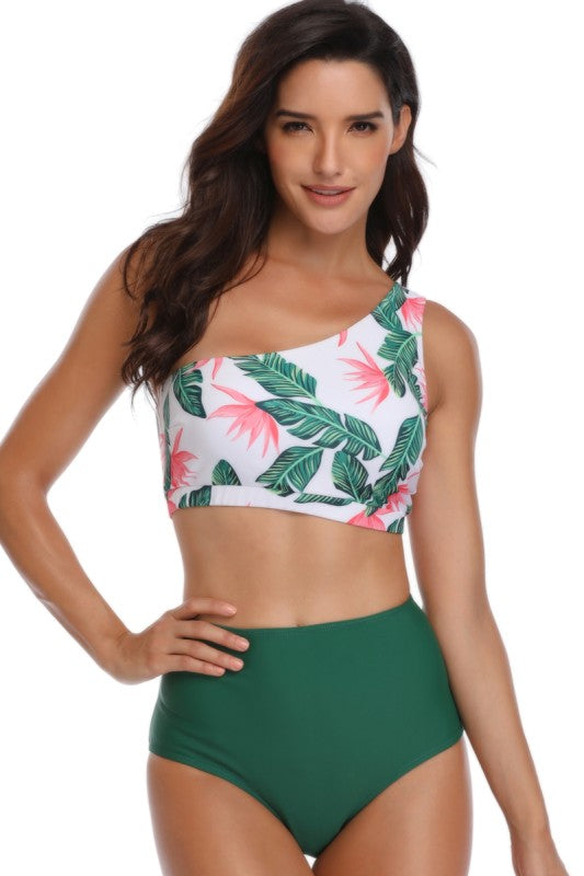 Women’s Two Pieces One Shoulder Printed Swimsuit | Zarnesh