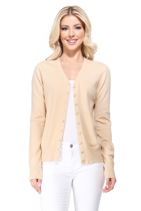 Women’s V-Neck Button Down Knit Cardigan Sweater | Zarnesh