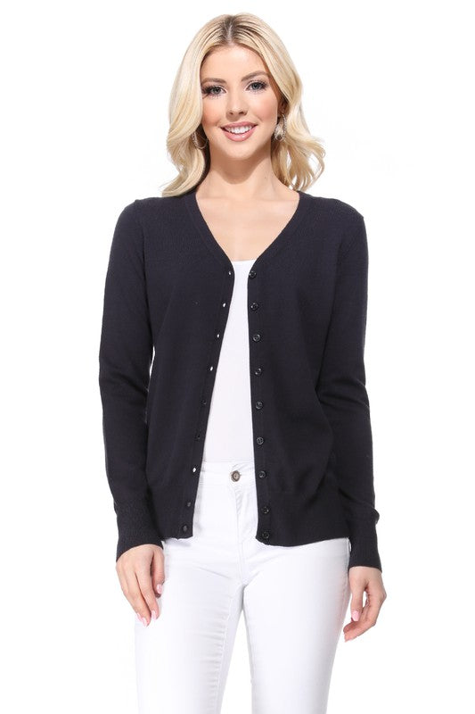 Women’s V-Neck Button Down Knit Cardigan Sweater | Zarnesh