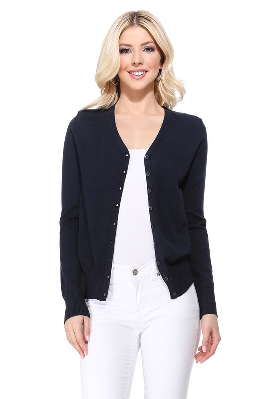 Women’s V-Neck Button Down Knit Cardigan Sweater | Zarnesh