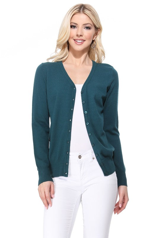 Women’s V-Neck Button Down Knit Cardigan Sweater | Zarnesh