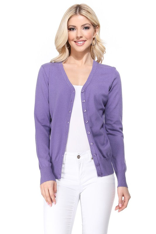 Women’s V-Neck Button Down Knit Cardigan Sweater | Zarnesh