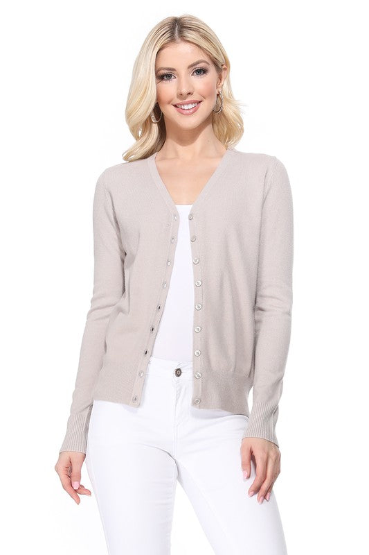 Women's V-Neck Button Down Knit Cardigan Sweater | Zarnesh