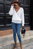 Women’s V Neck Long Sleeve Cross Pullover Sweater | Zarnesh