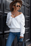 Women’s V Neck Long Sleeve Cross Pullover Sweater | Zarnesh