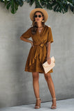 Women’s V Neck Polka Dot Short Sleeve Ruffled Hem Wrap Dress | Zarnesh
