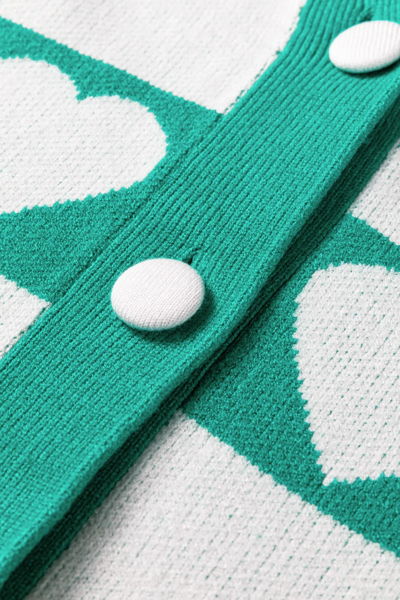 Women’s Valentines Heart Checkered Button V-Neck Cardigan | Zarnesh